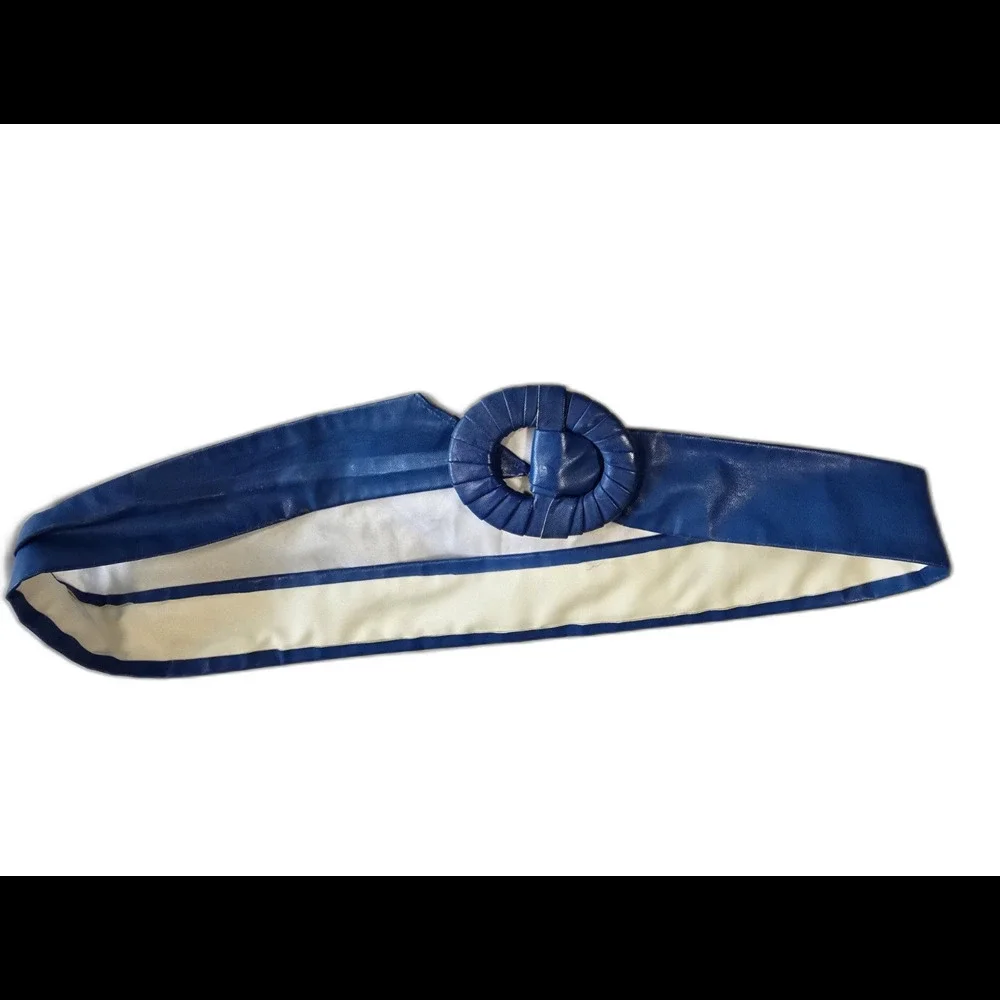 Vintage Blue Leather Waist Belt